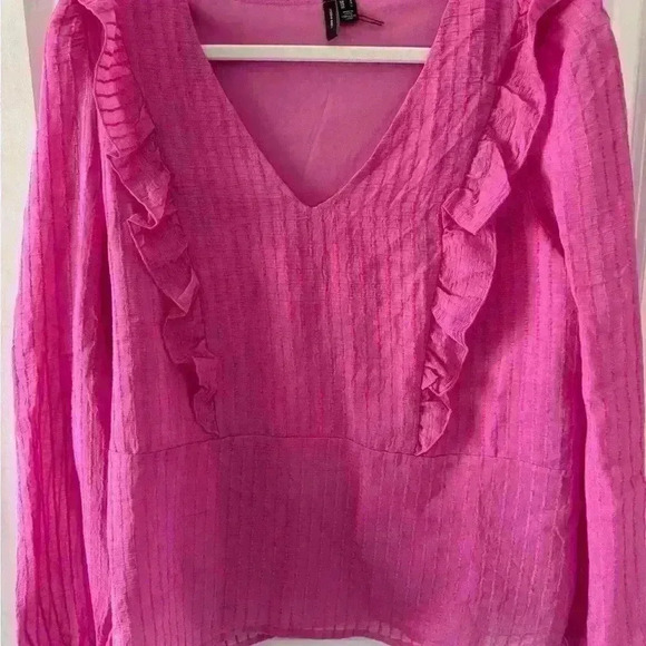 Vero Moda V Neck Frill Top ~ Poppy ~ Large ~ NWOT! - Picture 3 of 6